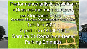 'Dessine -moi mon canton St Romain-de-Benet' performance à Emmaus