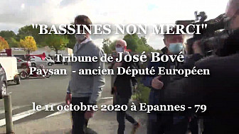 'BASSINES NON MERCI' Tribune de José Bové à la manifestation du 11 octobre 2020 à Epannes - 79 